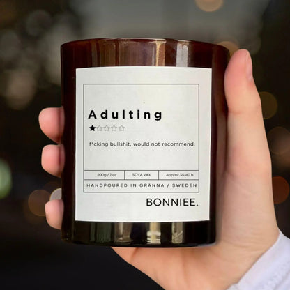 Adulting – Funny Scented Candle – Handmade Soy Wax Candle – Gift for Tired Adults