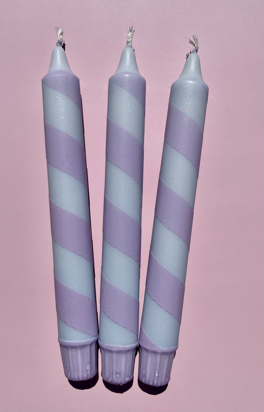 Lavendel Polkagris – Randigt Stearinljus
