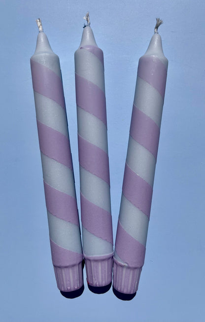 Lavendel Polkagris – Randigt Stearinljus