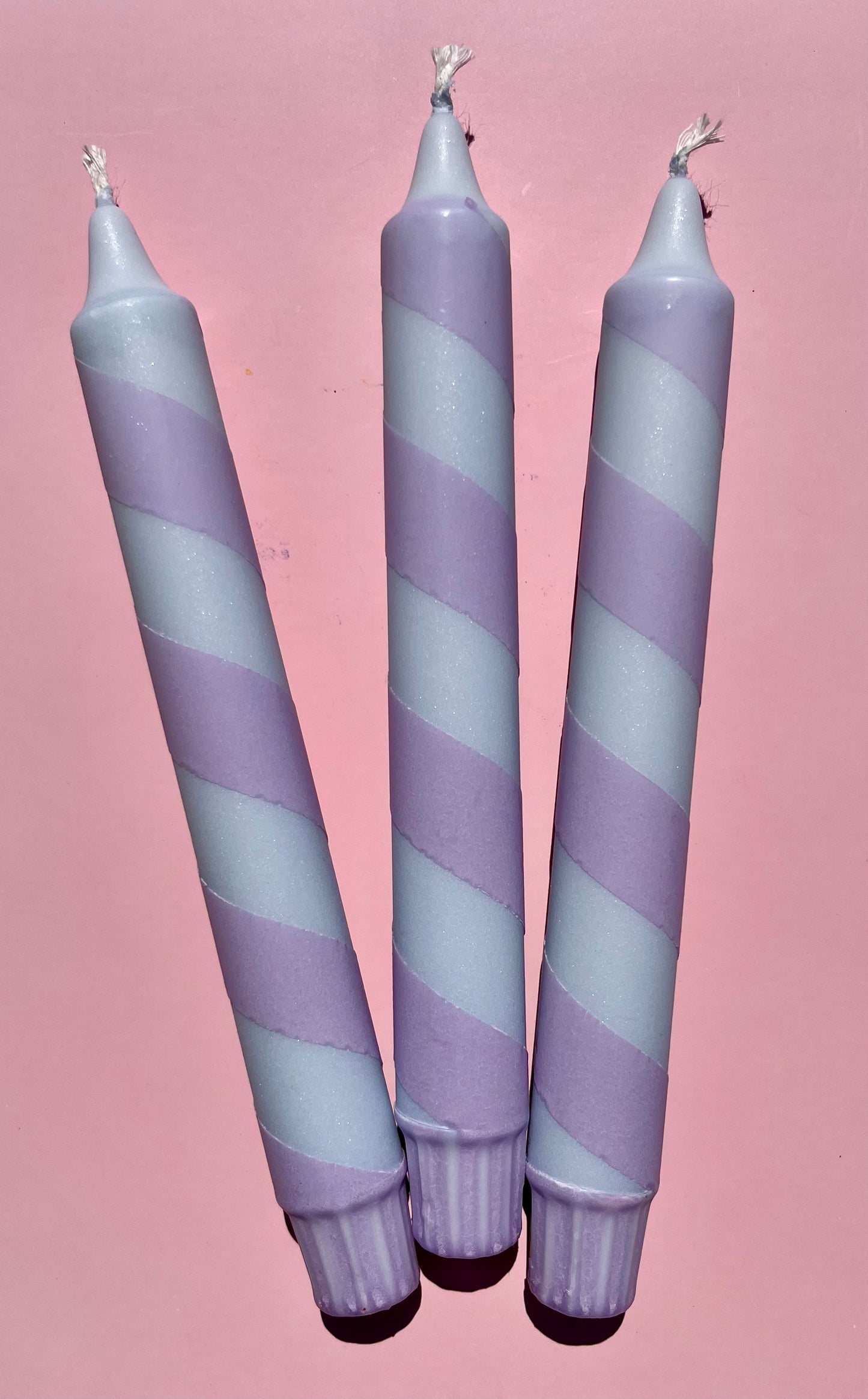 Lavendel Polkagris – Randigt Stearinljus