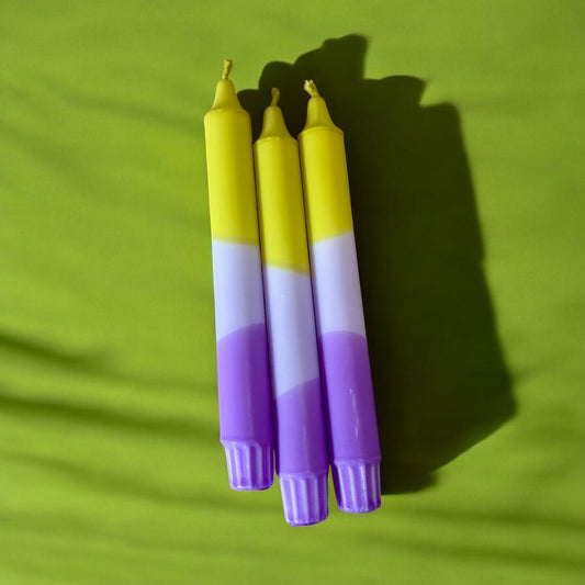 Olive Twist Stearin Candles – Handcrafted Olive Green, Lilac & Purple Taper Candles