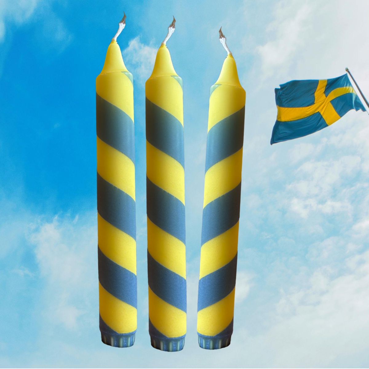 Sverigeljus – Randigt Stearinljus